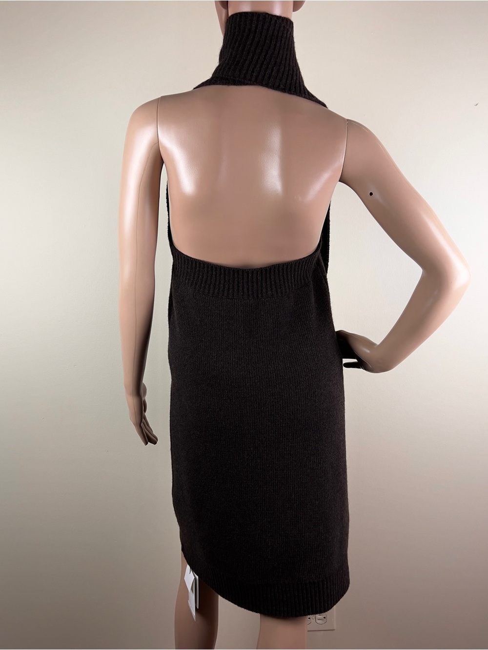 BOTTEGA VENETA BROWN WOOL MINI DRESS - Picture 7 of 9